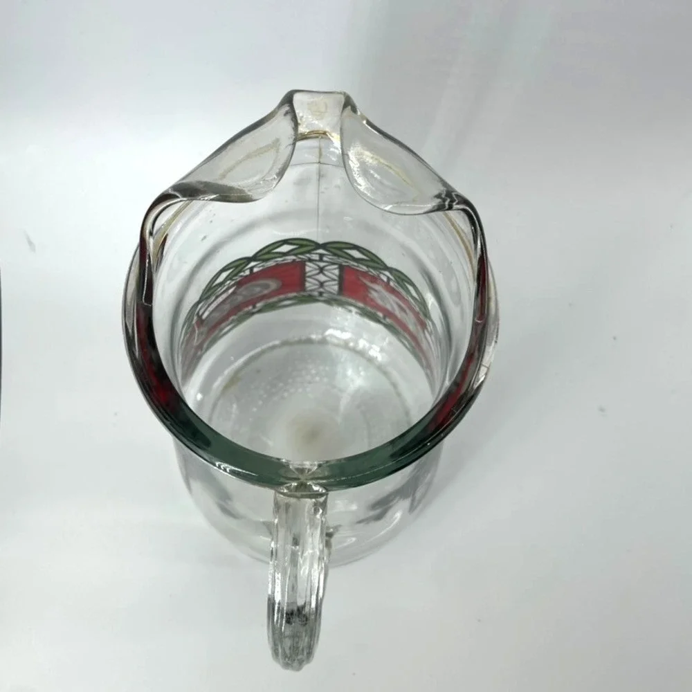 Vintage 1970 Coca-Cola Tiffany Style Stained Glass Pitcher Ice Guard holds 72 oz